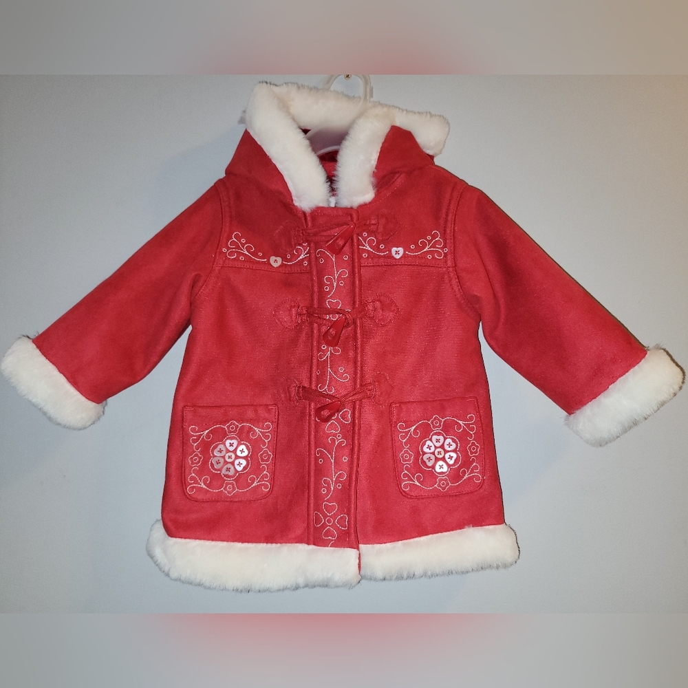 🎅 Baby GAP Vintage Red Christmas Dressy Holiday Pea Coat Jacket 12-18 Toddlers